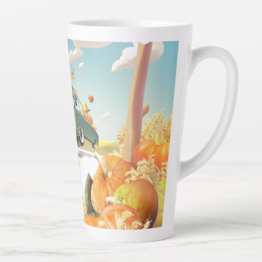 Grillige pompoenrit latte mok (Rechts)