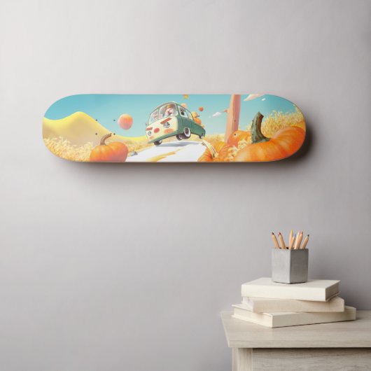 Grillige pompoenrit persoonlijk skateboard (Muurkunst (Horizontaal))