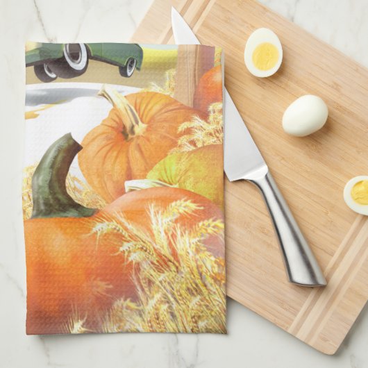 Grillige pompoenrit theedoek (Quarter Fold)