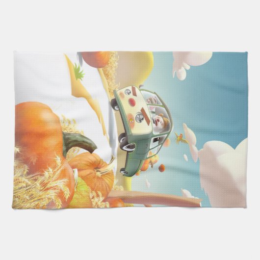 Grillige pompoenrit theedoek (Horizontaal)