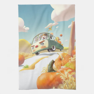 Grillige pompoenrit theedoek