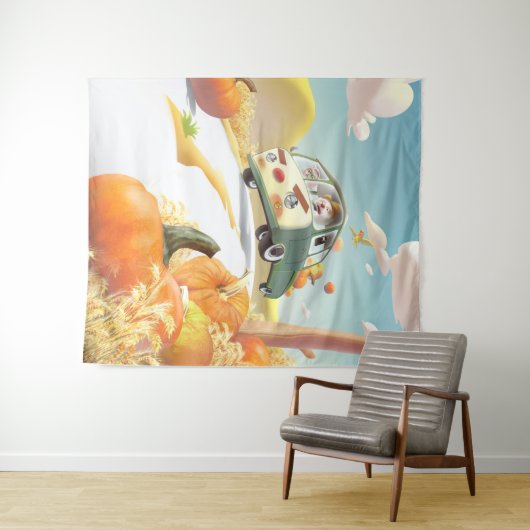 Grillige pompoenrit wandkleed (In Situ (horizontaal))