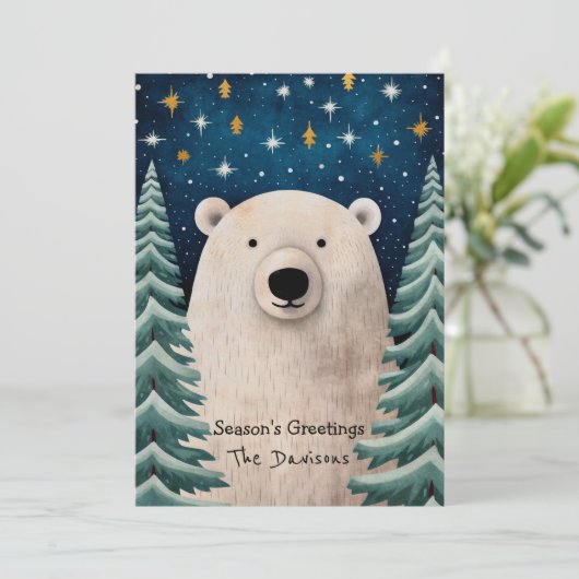 Grillige Poolbeer Kerstkaart (Staand voorkant)