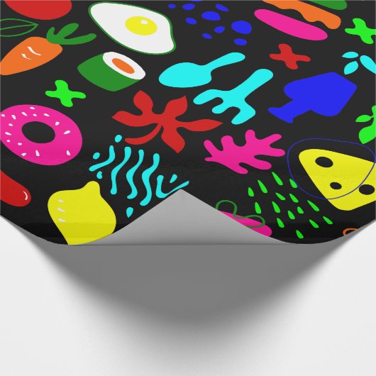 grillige pop art fruit sushi cadeaupapier (Hoek)