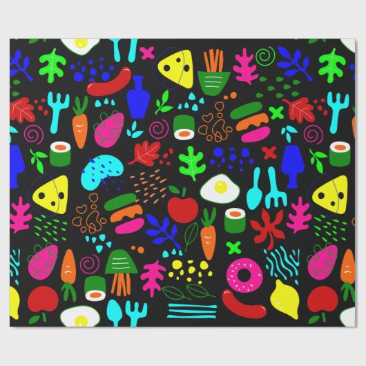 grillige pop art fruit sushi cadeaupapier (Vlak)