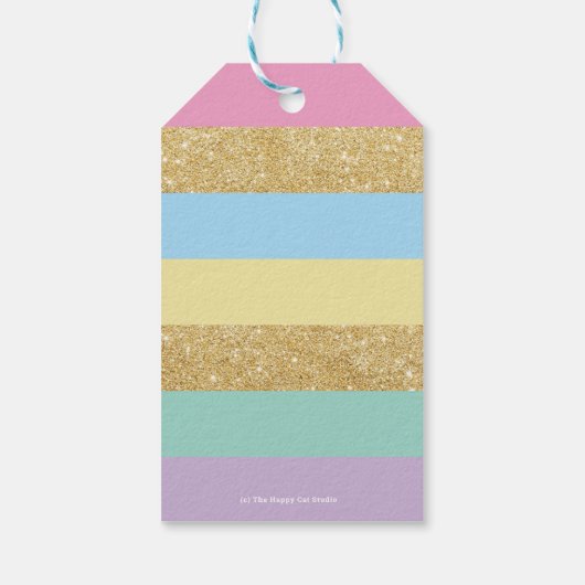 grillige prinses eenhoorn regenboog verjaardag gun cadeaulabel (Achterkant)