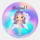 Grillige Prinses Fee Verjaardag Ronde Sticker (Voorkant)