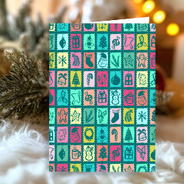 Grillige Raster Lieve Aangepaste Kerstvakantie Kaart