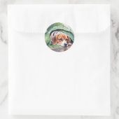 grillige regenachtige dag blad Hoesje Beagle Ronde Sticker (Tas)