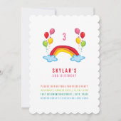 grillige regenboog en ballonnen meisje verjaardags kaart (Voorkant)