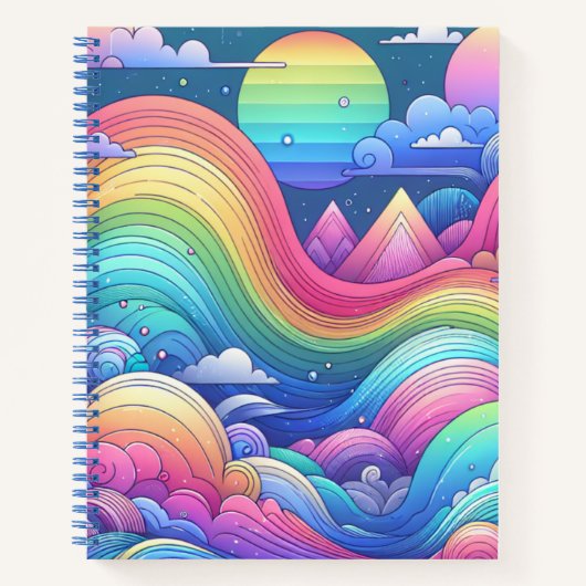 Grillige Regenboog Fantasie Landschap Notitieboek (Voorkant)