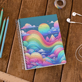 Grillige Regenboog Fantasie Landschap Notitieboek