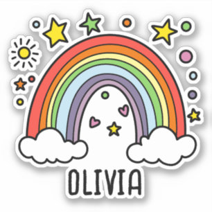 Grillige Regenboog Persoonlijke Meisjes Sticker