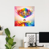 Grillige Regenboogbosspatsering Poster (Thuiskantoor)