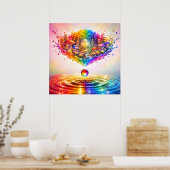 Grillige Regenboogbosspatsering Poster (Keuken)
