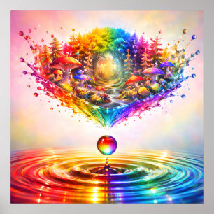 Grillige Regenboogbosspatsering Poster
