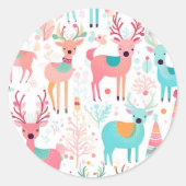 Grillige Rendier Kerstvakantie Sticker (Voorkant)