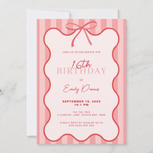 grillige retro border 16e verjaardag kaart (Voorkant)