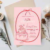 grillige retro border 16e verjaardag kaart