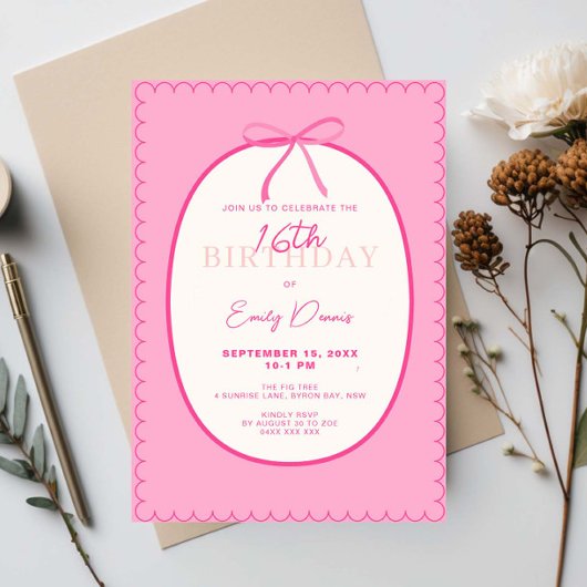 grillige retro border 16e verjaardag kaart