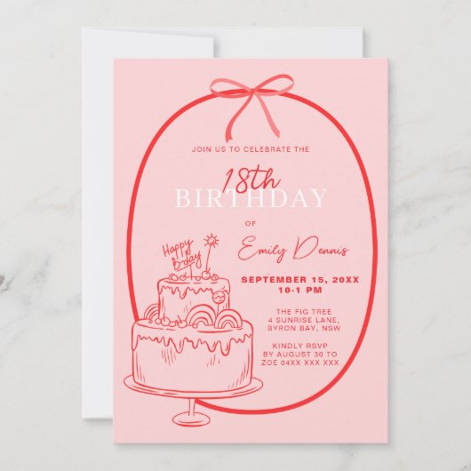 grillige retro border 18e verjaardag kaart (Voorkant)