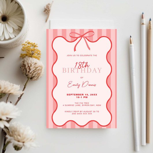 grillige retro border 18e verjaardag kaart