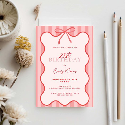 grillige retro border 21e verjaardagsfeestje kaart