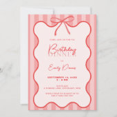 grillige retro border verjaardagsdiner kaart (Voorkant)