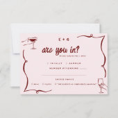 Grillige retro doedels | Bruiloft RSVP Aankondiging (Voorkant)