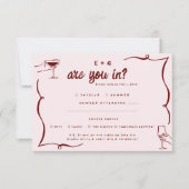 Grillige retro doedels | Grappig P.S. bruiloft RSV RSVP Kaartje (Voorkant)