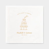 grillige retro doodle art | bruiloftsgoud folie servetten (Voorkant)