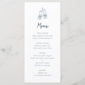 Grillige Retro Doodle Blauwe Strepen Bruiloft Menu (Voorkant)