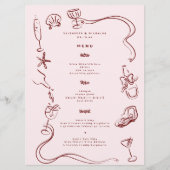 Grillige Retro Doodle Kunst | Trouwen Menu (Voorkant)