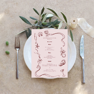 Grillige Retro Doodle Kunst Trouwen Menu
