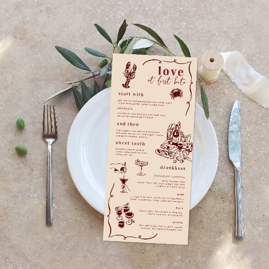 Grillige Retro Doodle Kunst | Trouwmenu Menu