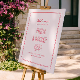 Grillige Retro Handgetekende Cupido Trouw Welkom B Poster