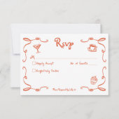 grillige retro handgetekende sunset Sinaasappel br RSVP Kaartje (Voorkant)