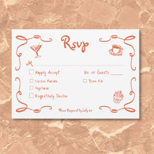 grillige retro handgetekende sunset Sinaasappel br RSVP Kaartje