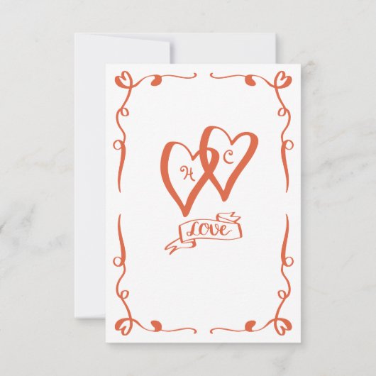 grillige retro handgetekende sunset Sinaasappel br Save The Date (Achterkant)