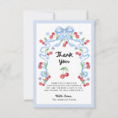 grillige retro kersen | Baby Shower Bedankkaart (Voorkant)