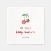 grillige retro kersen | Red Script-Baby shower Servet (Voorkant)