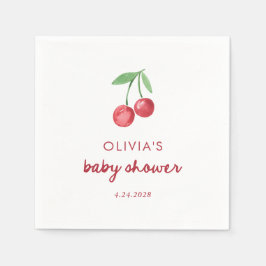 grillige retro kersen | Red Script-Baby shower Servet