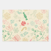 Grillige retro kerst doedels inpakpapier vel (Voorkant 3)