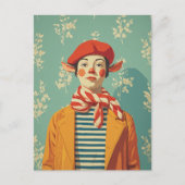 grillige retro kerst elf feestdagenkaart (Voorkant)