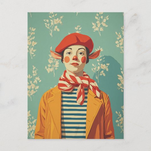 grillige retro kerst elf feestdagenkaart (Voorkant)