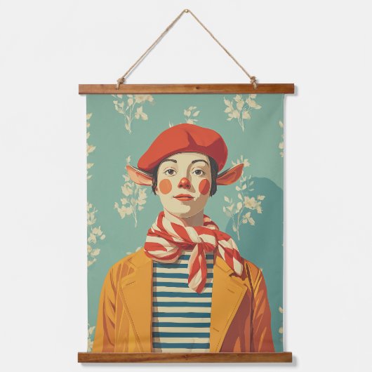 grillige retro kerst elf hangend wandkleed (Voorkant)