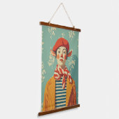 grillige retro kerst elf hangend wandkleed (Gebogen)