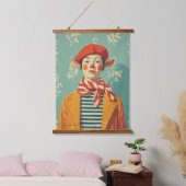 grillige retro kerst elf hangend wandkleed (Slaapkamer)