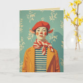 grillige retro kerst elf kaart (Gele Bloem)