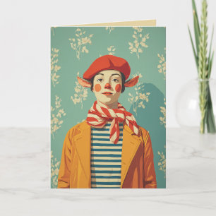 grillige retro kerst elf kaart